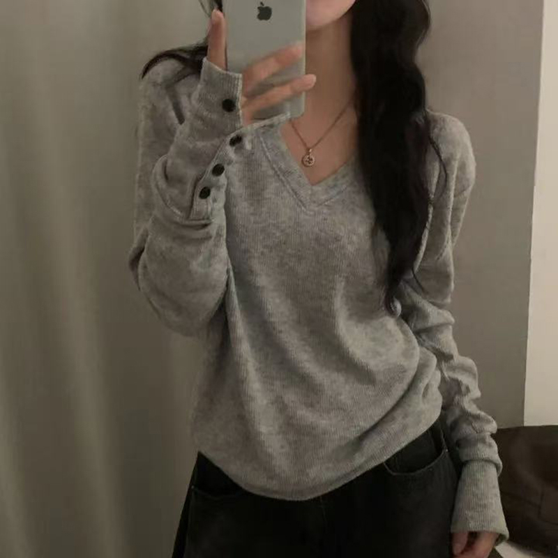 Street Fashion In Korea - MEXZT Streetwear gris pull femmes mode