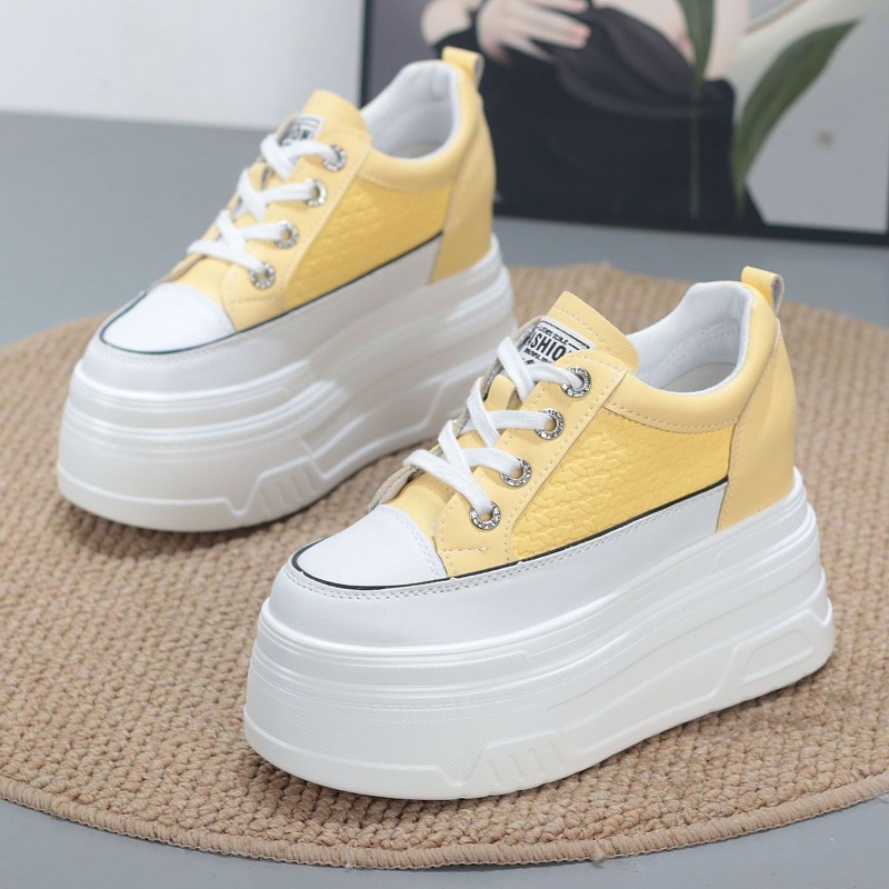 Chunky Sneaker Platform - Nouvelles baskets compensées vulcanisées en cuir