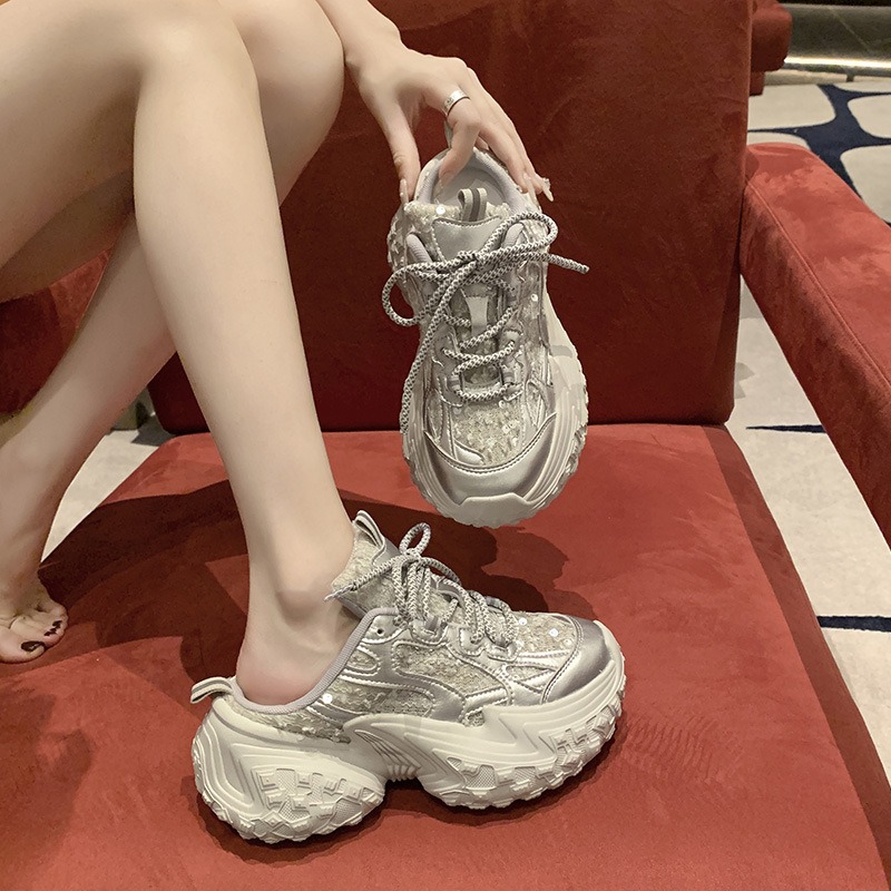 Chunky Sneaker Platform - Mules à plateforme à sequins pour