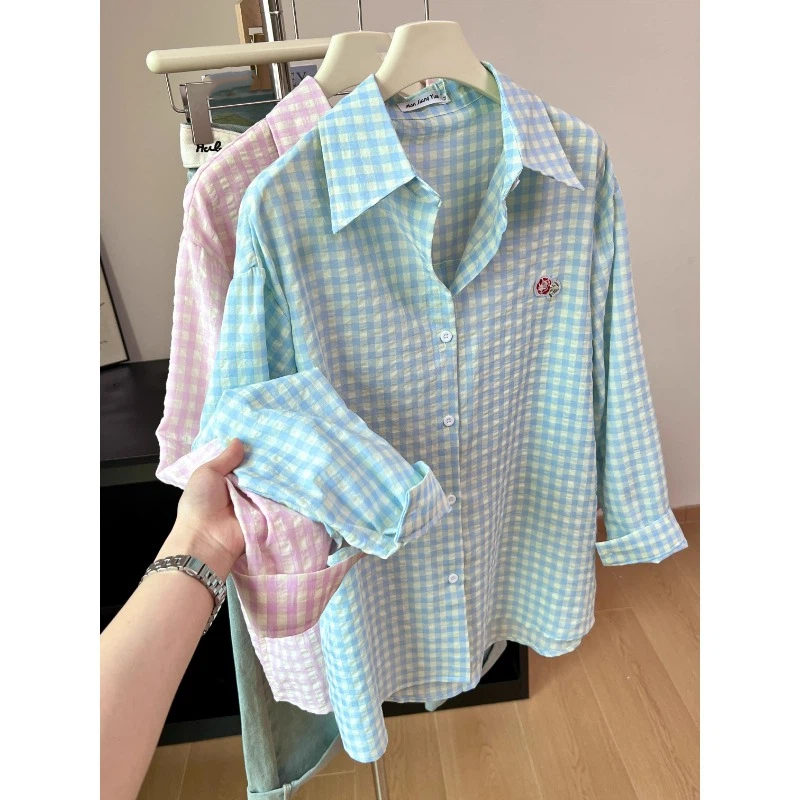 Street Fashion In Korea - Chemises et chemisiers à motif écossais