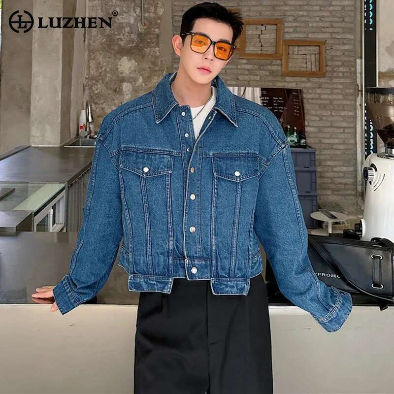 Street Fashion Men 2025 - LUZHEN personnalité Denim veste courte hommes