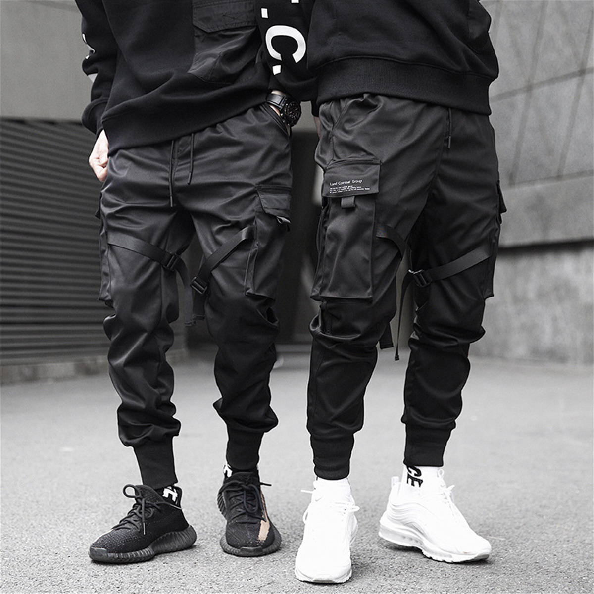 Street Fashion In Korea - Pantalon Cargo Hip Hop noir, polyvalent,