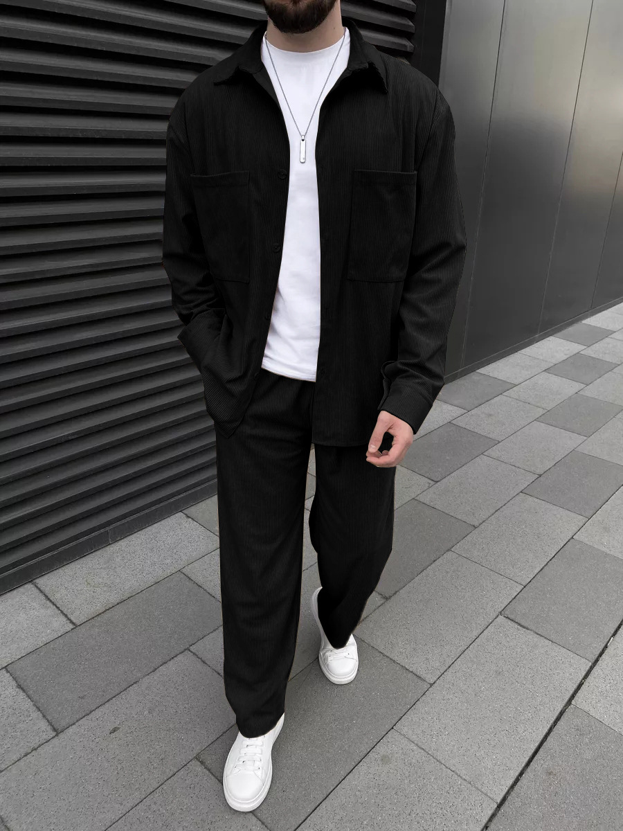 Street Fashion Men - Ensemble deux pièces en velours côtelé
