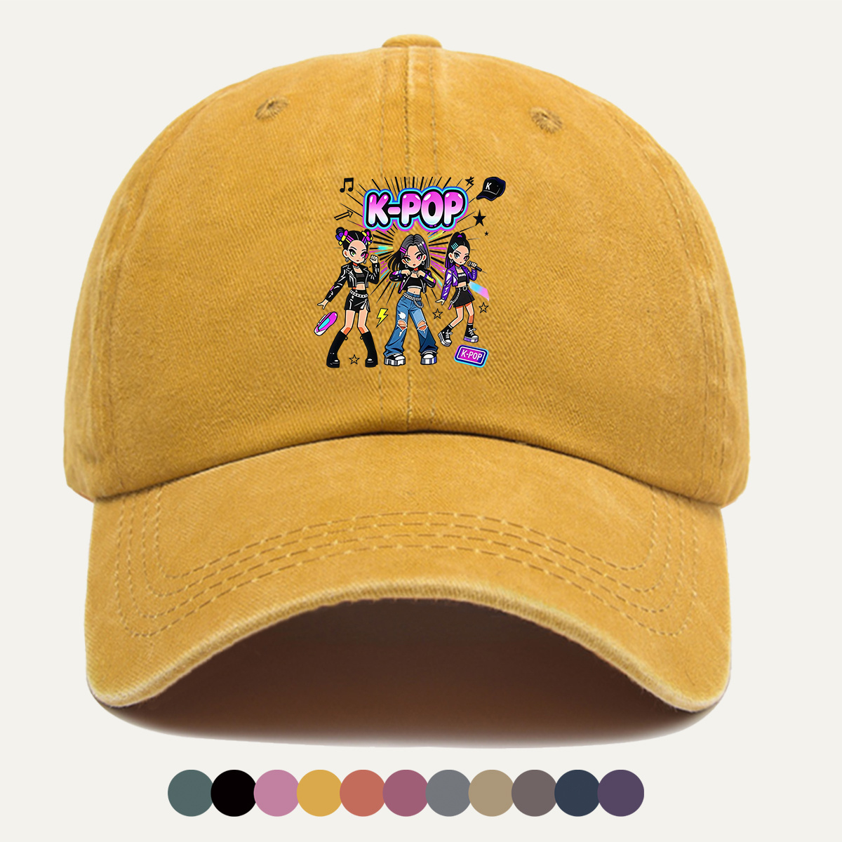 Street Fashion Co - Casquette de baseball imprimée K-POP tendance,