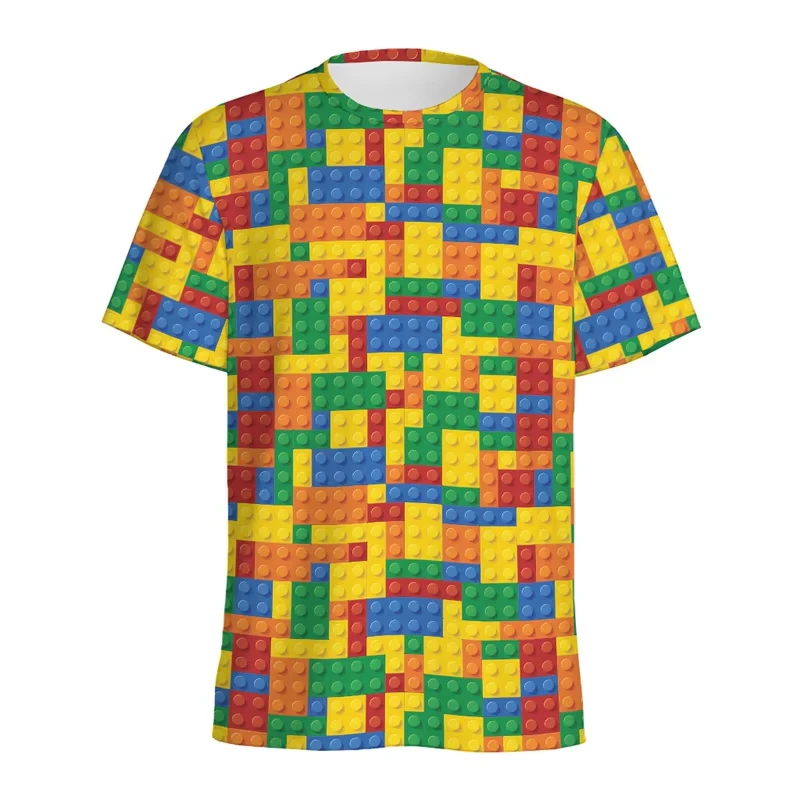 Street Fashion Videos - T-shirt Rétro Homme Imprimé 3D Blocs
