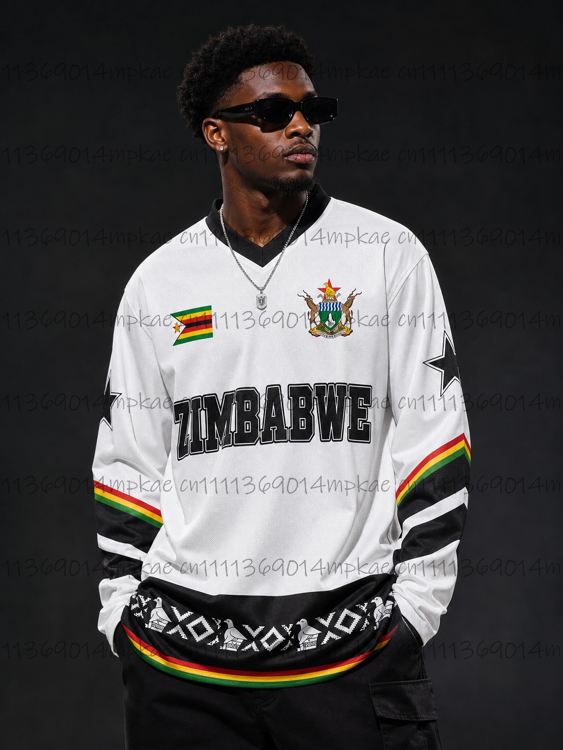 Street Fashion Men - T-shirt à manches longues col en