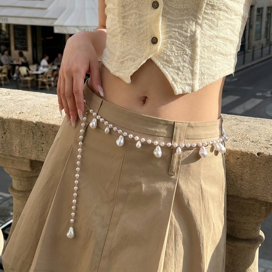 French Street Fashion - Chaîne de taille double couche en