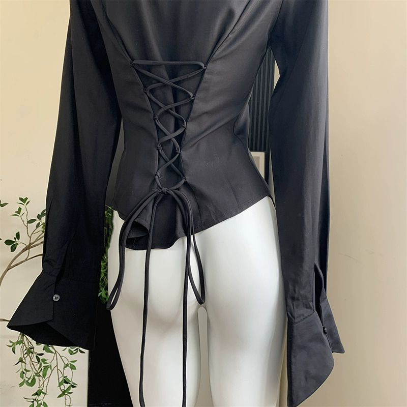 Gidyq-Chemises bandage noires  - Street Fashion In Korea avis et prix