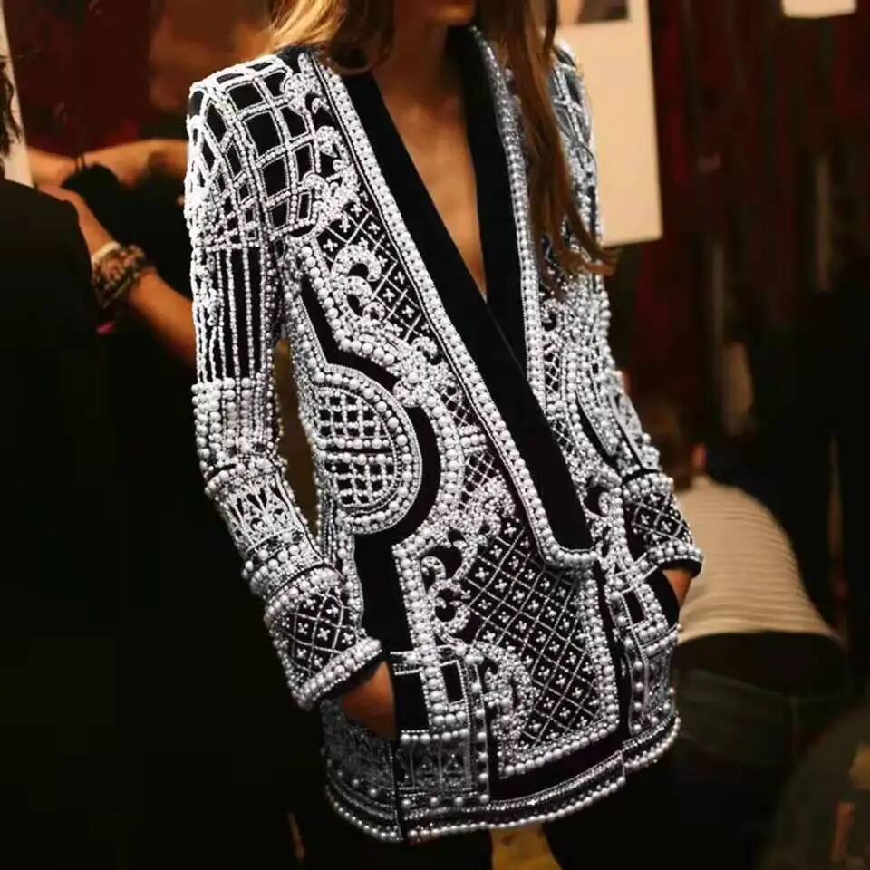 Veste blazer à col en V avec p - Street Fashion Taiwan avis et prix
