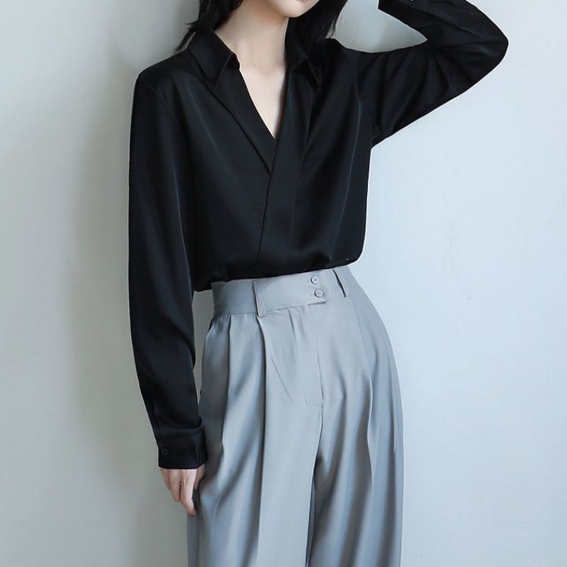 Gidyq-Chemises noires en mouss - Street Fashion In Korea avis et prix