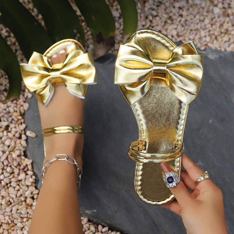 Nouvelles Sandales Plates Doré - Street Fashion Luxury avis et prix