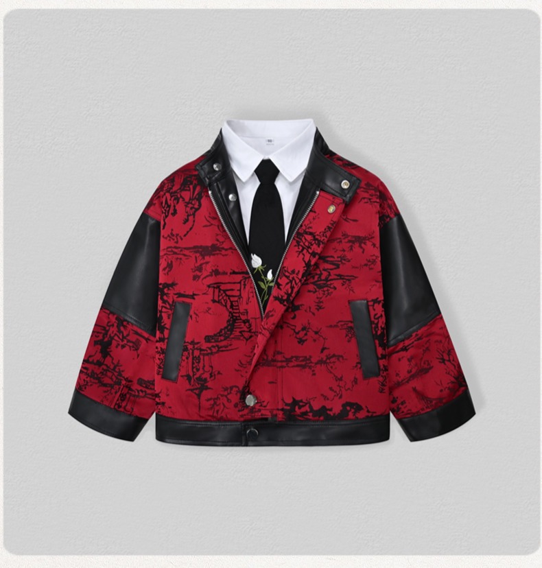 Veste de moto en cuir Pu brodé - Street Fashion Kids avis et prix