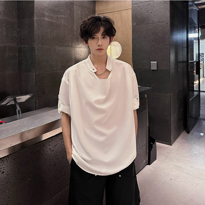 T-shirts plissés amples à col  - Street Fashion Taiwan avis et prix