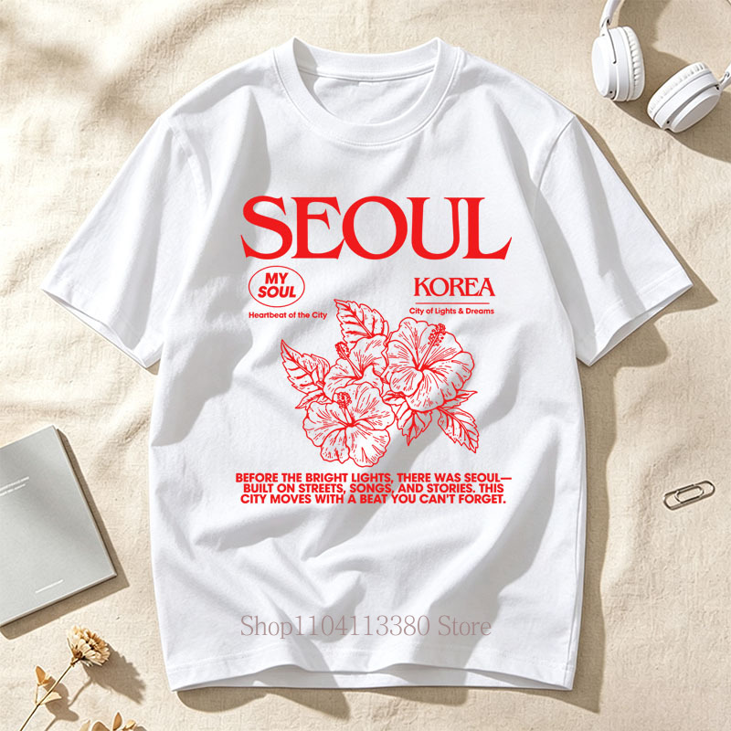 T-shirts imprimés hibiscus sty - Street Fashion Seoul avis et prix