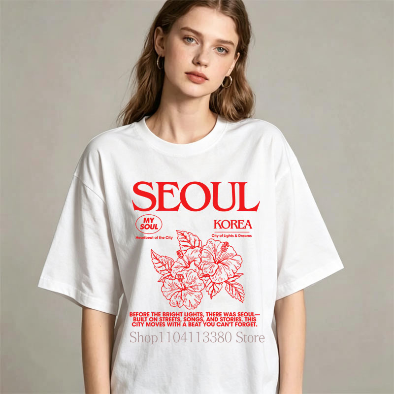 T-shirts imprimés hibiscus sty - Street Fashion Seoul avis et prix