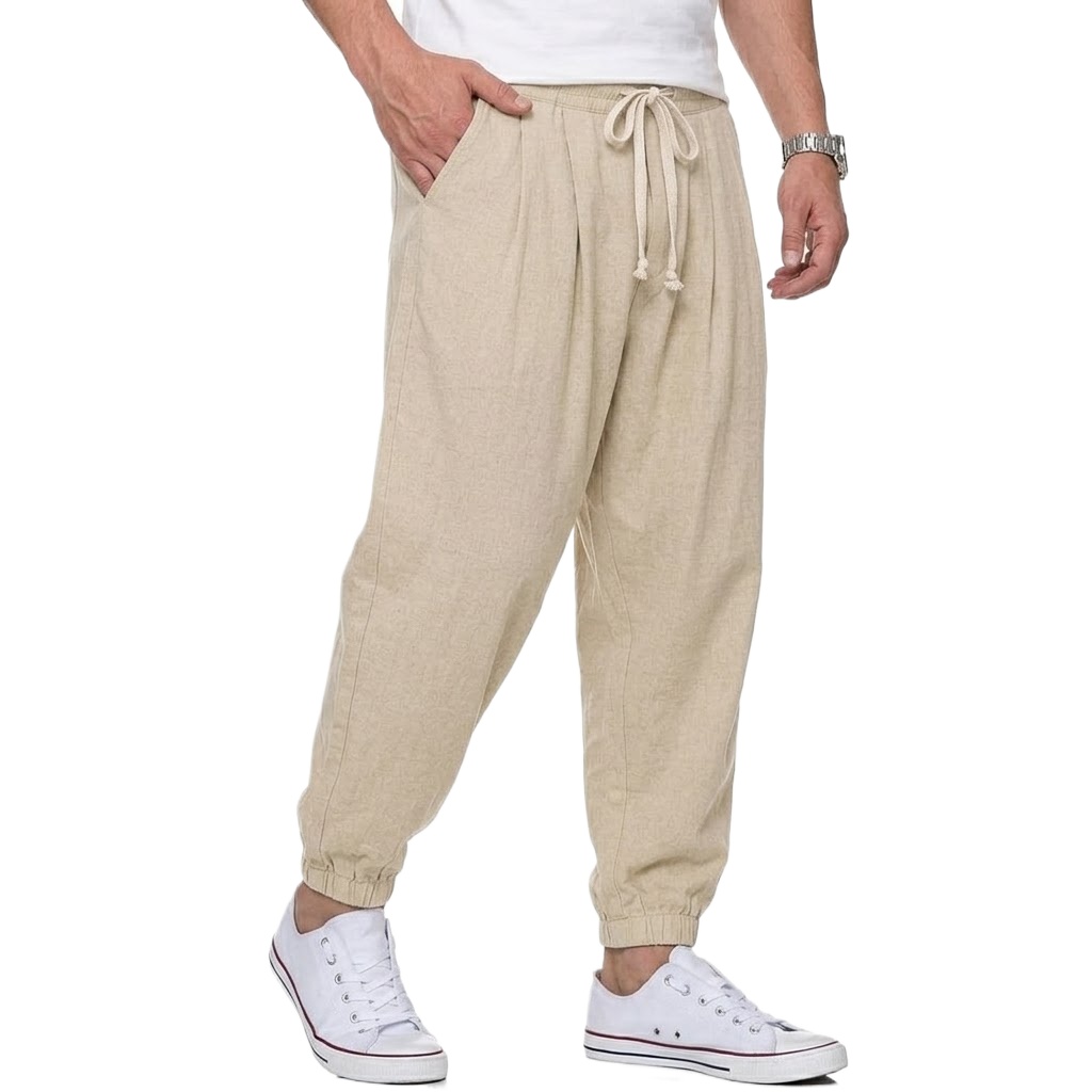 Pantalon en coton et lin pour  - Street Fashion In Korea avis et prix