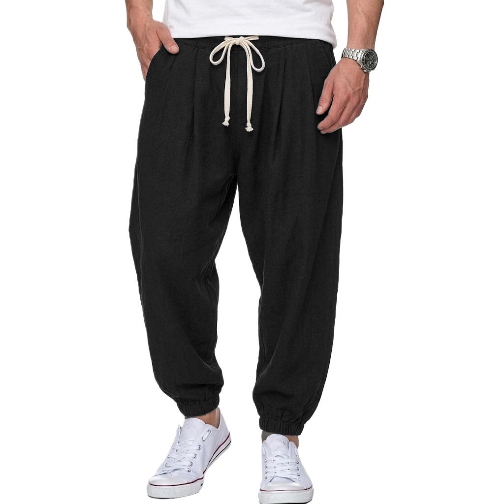 Pantalon en coton et lin pour  - Street Fashion In Korea avis et prix