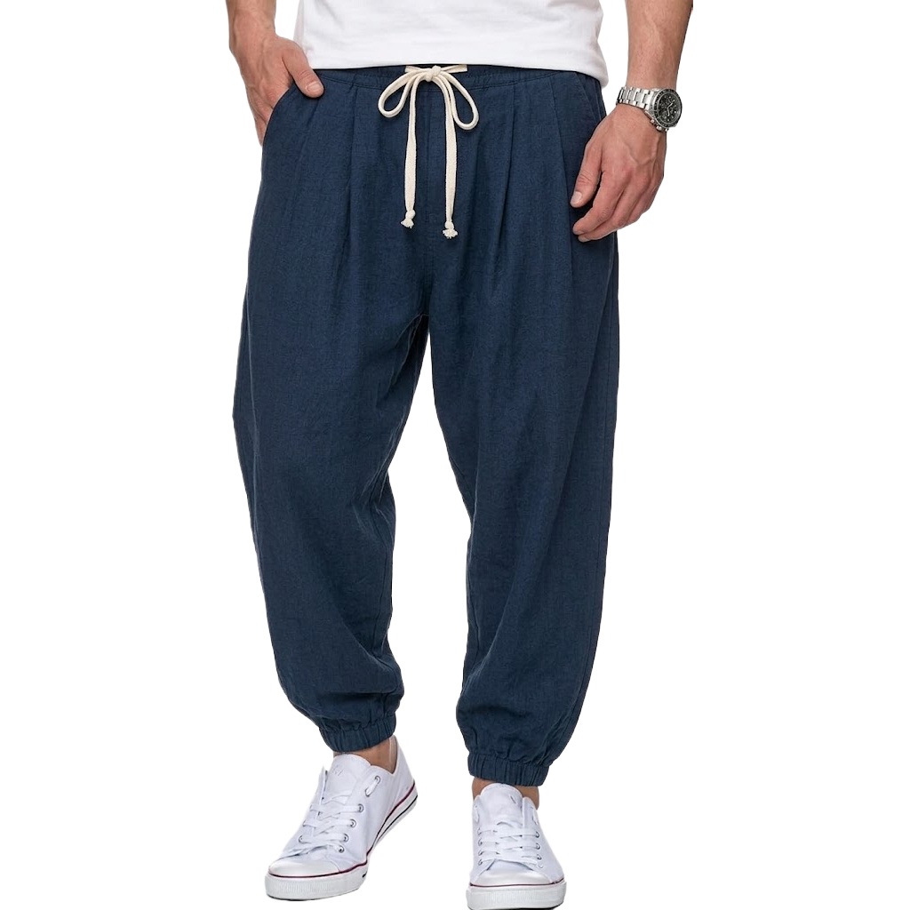 Pantalon en coton et lin pour  - Street Fashion In Korea avis et prix